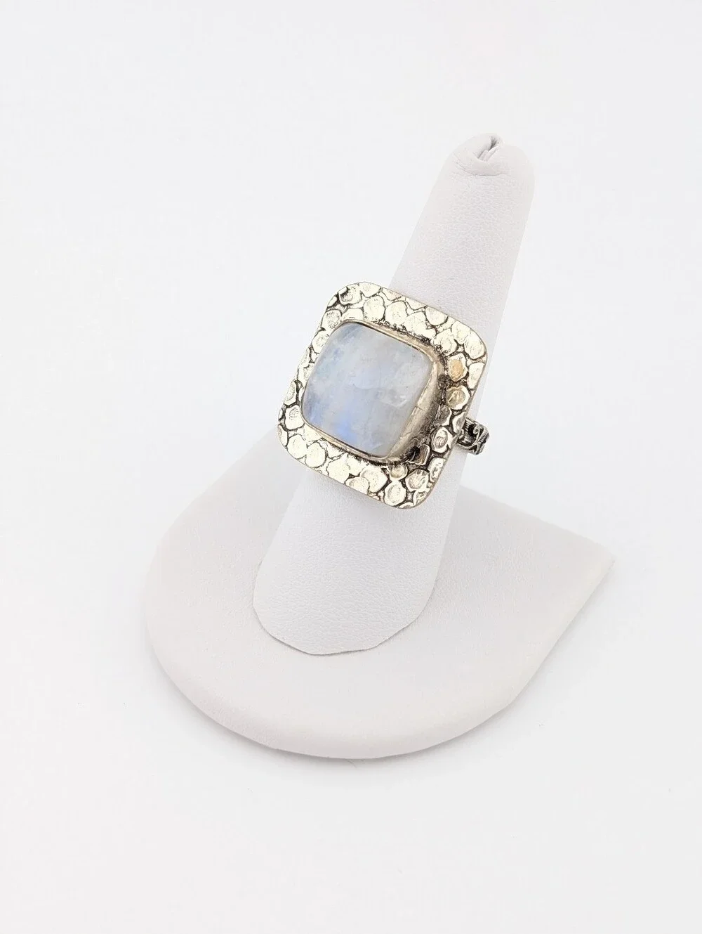 Moonstone Silver Tone Ring - Bohemian Jewelry - 7 - D